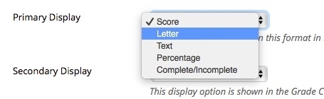 change the primary display to the grading schema